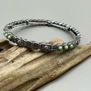 Silver and Green Women's Bracelet